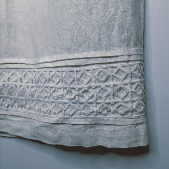 LTS Long Tall Sally 100% Linen Shift Dress Lace Trim 4 Tall Sleeveless White - Picture 5 of 11